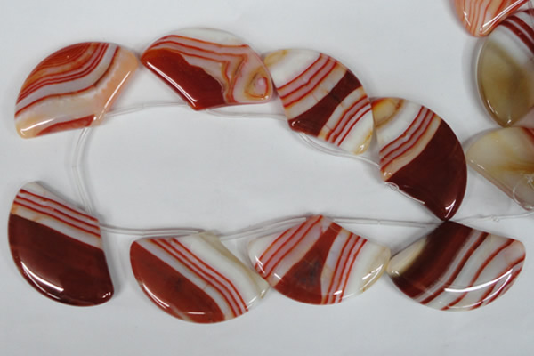 CAG3295 Top-drilled 35*55mm sector red line agate beads