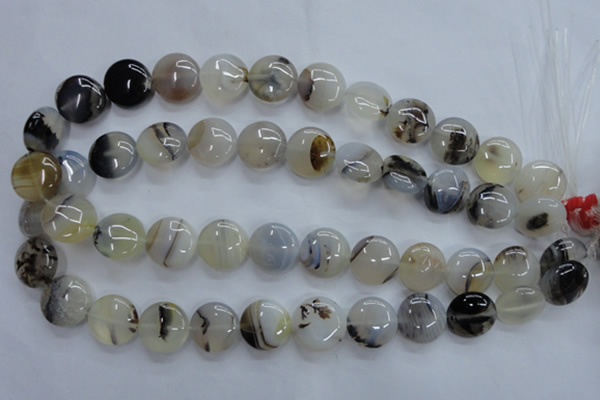 CAG3334 15.5 inches 16mm flat round natural grey agate beads