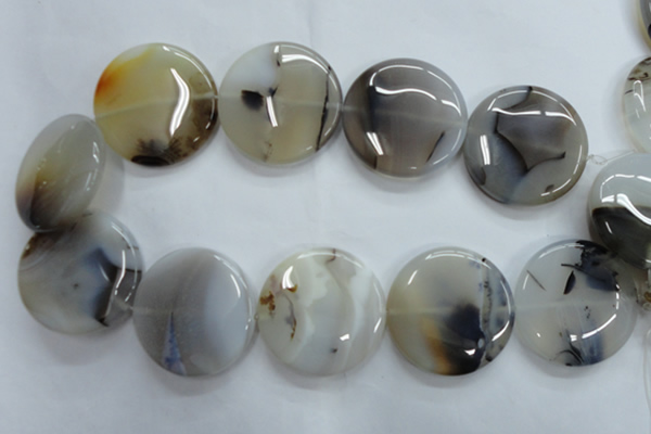 CAG3339 15.5 inches 40mm flat round natural grey agate beads
