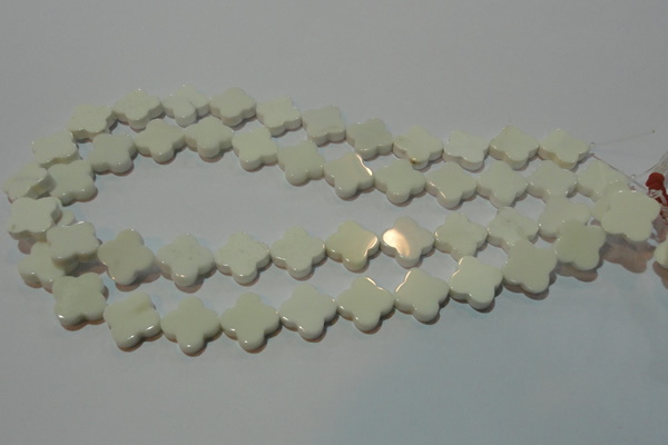 CAG3426 15.5 inches 16*16mm flower white agate gemstone beads