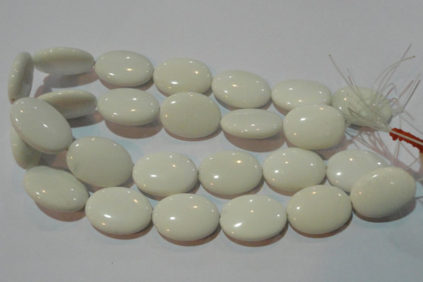 CAG3435 15.5 inches 22*30mm oval white agate gemstone beads