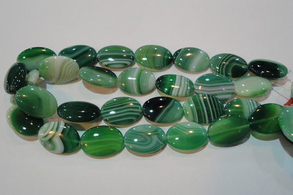 CAG3465 15.5 inches 22*30mm oval green line agate beads
