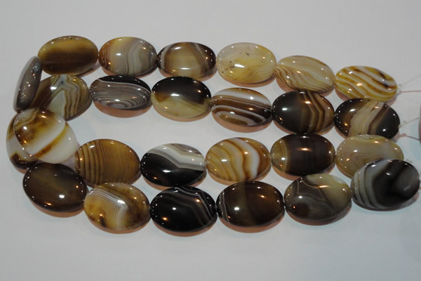 CAG3498 15.5 inches 22*30mm oval brown line agate beads