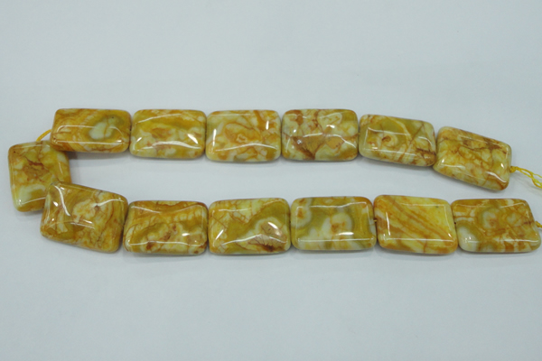CAG3625 15.5 inches 22*30mm rectangle yellow crazy lace agate beads