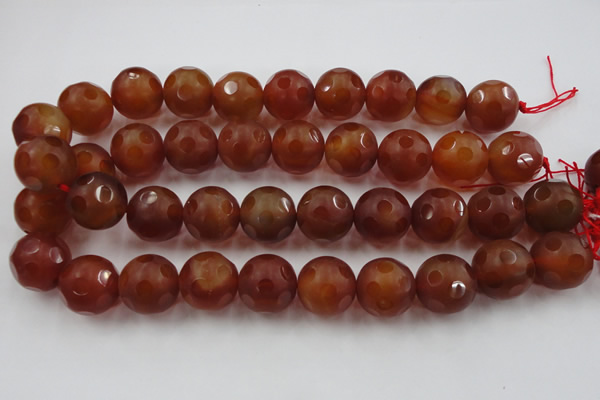 CAG3666 15.5 inches 18mm carved round matte red agate beads