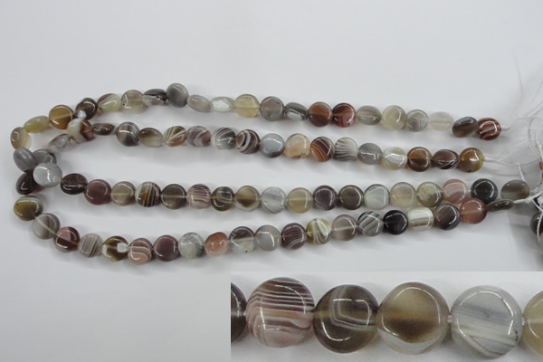 CAG3712 15.5 inches 10mm flat round botswana agate beads wholesale