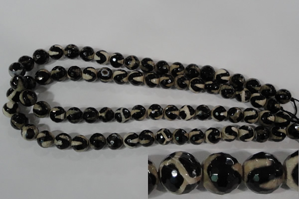 CAG3842 15.5 inches 10mm faceted round tibetan agate beads wholesale