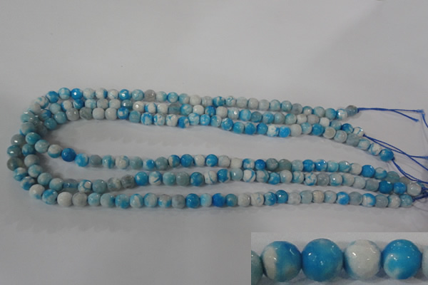 CAG3871 15.5 inches 6mm faceted round fire crackle agate beads