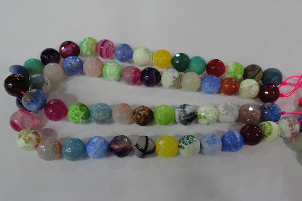 CAG3880 15.5 inches 14mm faceted round fire crackle agate beads