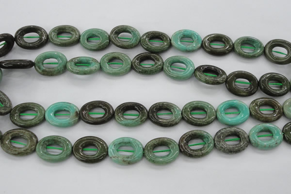 CAG3945 15.5 inches 13*18mm oval donut green grass agate beads