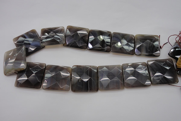 CAG3985 15.5 inches 30*30mm faceted square grey botswana agate beads