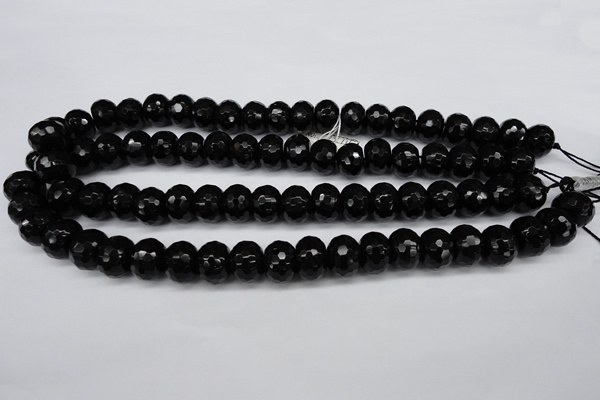CAG3996 15.5 inches 10*14mm faceted rondelle black agate beads