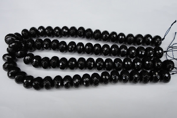 CAG3997 15.5 inches 12*16mm faceted rondelle black agate beads