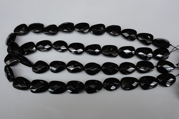 CAG4038 15.5 inches 15*20mm faceted freeform black agate beads