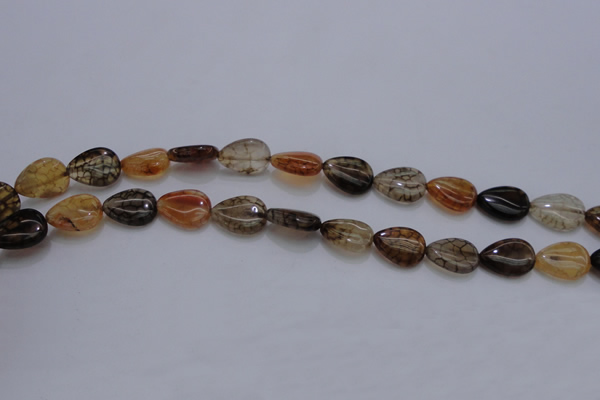 CAG4079 15.5 inches 10*14mm flat teardrop dragon veins agate beads