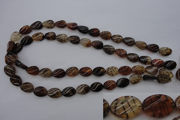 CAG4104 15.5 inches 10*14mm twisted oval dragon veins agate beads