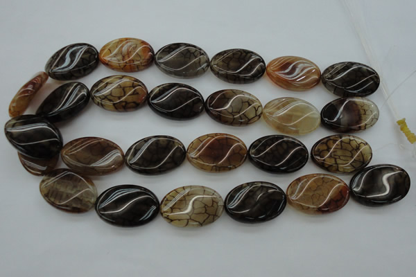 CAG4109 15.5 inches 20*30mm twisted oval dragon veins agate beads