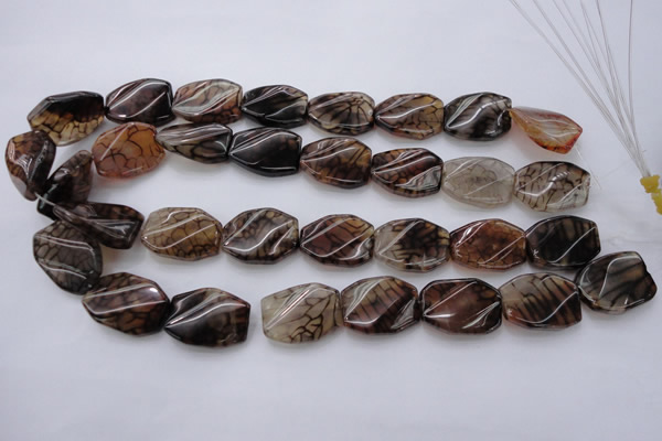 CAG4111 15.5 inches 18*25mm twisted rectangle dragon veins agate beads