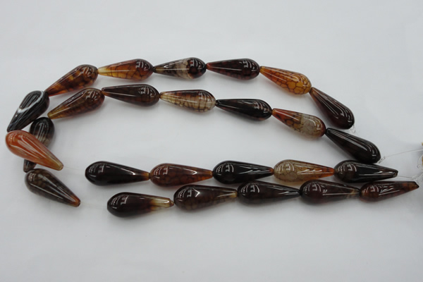 CAG4122 15.5 inches 12*30mm teardrop dragon veins agate beads