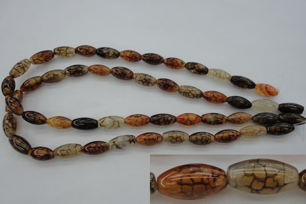 CAG4125 15.5 inches 8*16mm rice dragon veins agate beads
