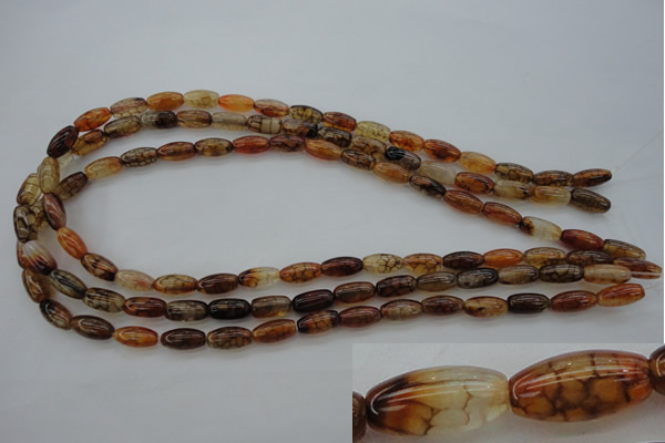 CAG4126 15.5 inches 6*12mm rice dragon veins agate beads