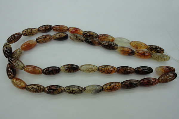 CAG4127 15.5 inches 10*20mm rice dragon veins agate beads
