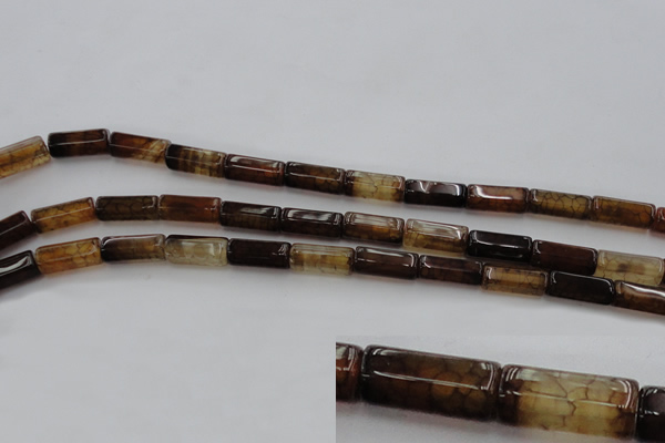 CAG4136 15.5 inches 7*14mm faceted tube dragon veins agate beads