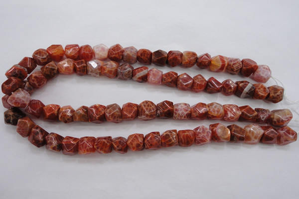 CAG4176 15.5 inches 10*11mm faceted nuggets natural fire agate beads