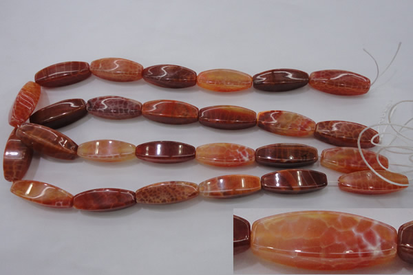 CAG4188 15.5 inches 10*30mm tetrahedron natural fire agate beads