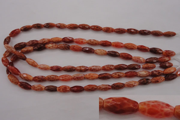 CAG4194 15.5 inches 8*14mm faceted rice natural fire agate beads