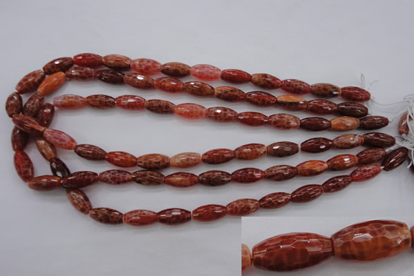 CAG4195 15.5 inches 8*16mm faceted rice natural fire agate beads