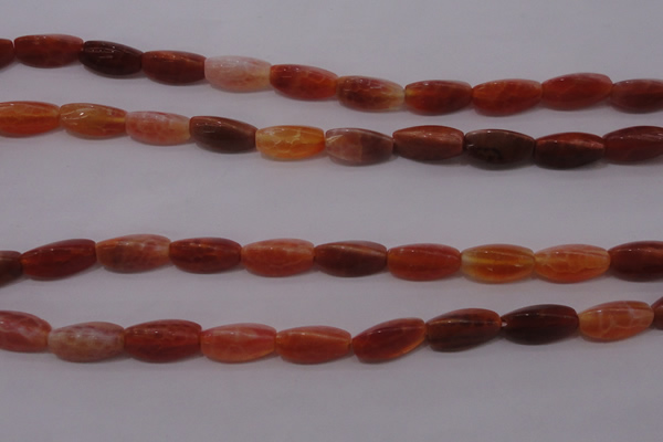 CAG4199 15.5 inches 7*14mm twisted trihedron natural fire agate beads