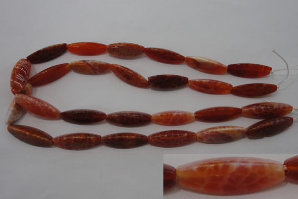 CAG4206 15.5 inches 10*30mm trihedron natural fire agate beads