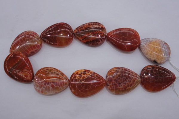 CAG4222 15.5 inches 30*40mm flat teardrop natural fire agate beads