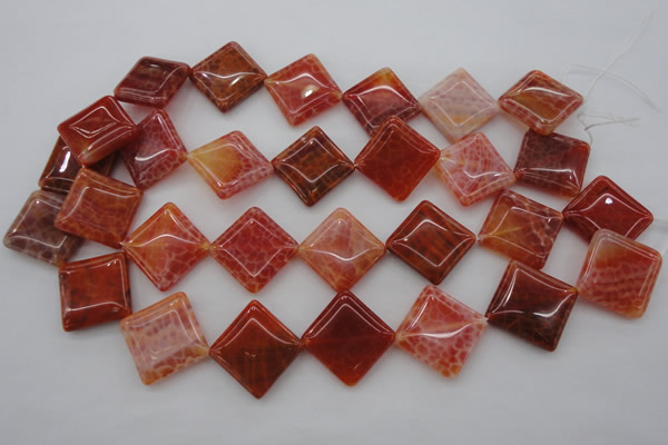 CAG4235 15.5 inches 20*20mm diamond natural fire agate beads