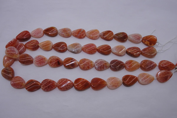 CAG4245 15.5 inches 13*18mm twisted flat teardrop natural fire agate beads