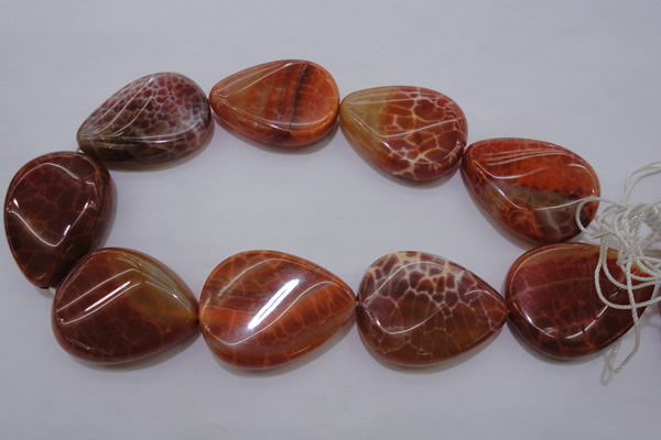 CAG4248 15.5 inches 30*40mm twisted flat teardrop natural fire agate beads