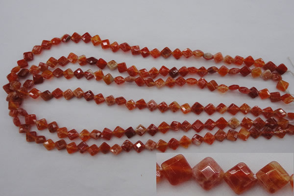 CAG4260 15.5 inches 6*6mm faceted diamond natural fire agate beads