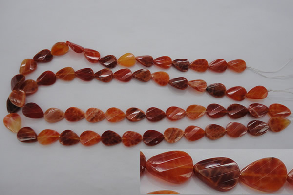 CAG4282 10*14mm faceted & twisted teardrop natural fire agate beads