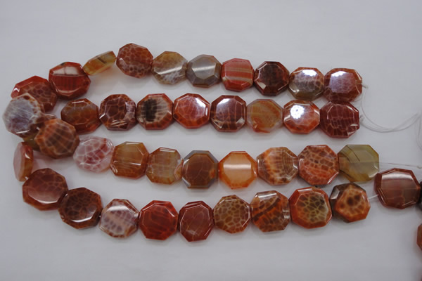 CAG4290 15.5 inches 20*20mm octagonal natural fire agate beads