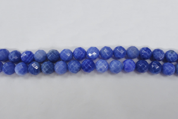 CAG4313 15.5 inches 10mm faceted round dyed blue fire agate beads