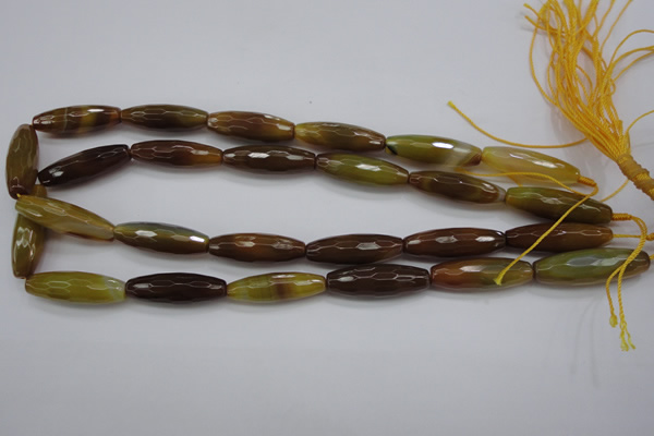 CAG4335 15.5 inches 10*30mm faceted rice botswana agate gemstone beads