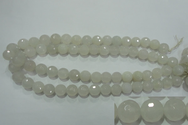 CAG4351 15.5 inches 10mm faceted round white agate beads wholesale