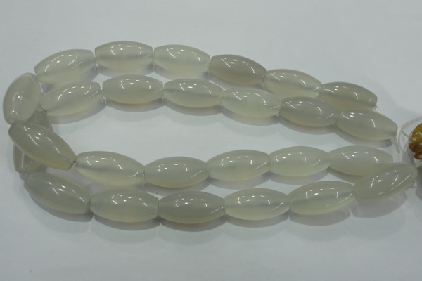 CAG4355 15.5 inches 15*30mm rice white agate beads wholesale
