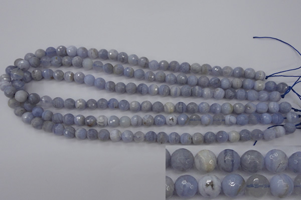 CAG4362 15.5 inches 8mm faceted round blue lace agate beads