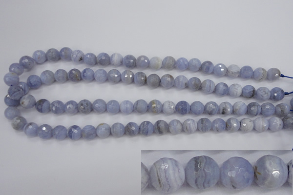 CAG4363 15.5 inches 10mm faceted round blue lace agate beads