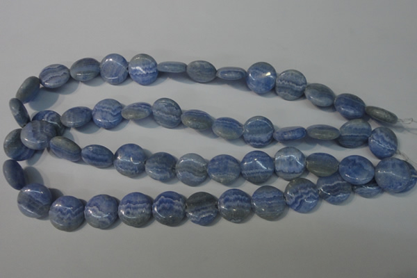 CAG4380 15.5 inches 16mm flat round dyed blue lace agate beads