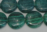 CAG4424 15.5 inches 20mm flat round dyed blue lace agate beads