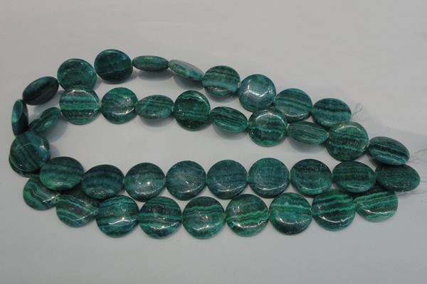 CAG4424 15.5 inches 20mm flat round dyed blue lace agate beads
