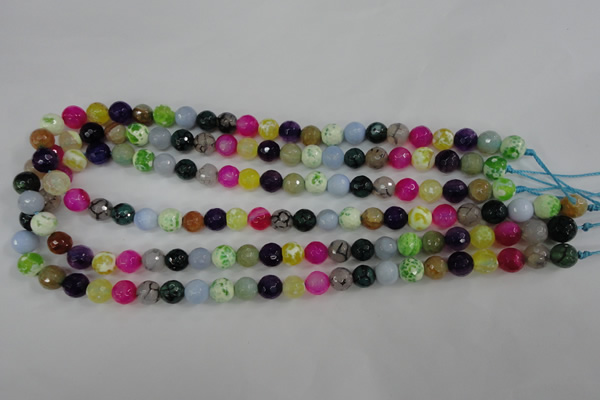 CAG4504 15.5 inches 8mm faceted round fire crackle agate beads